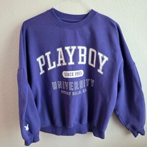 Pacsun Playboy Crewneck Sweatshirt XS Purple University Beverly Hills Spellout